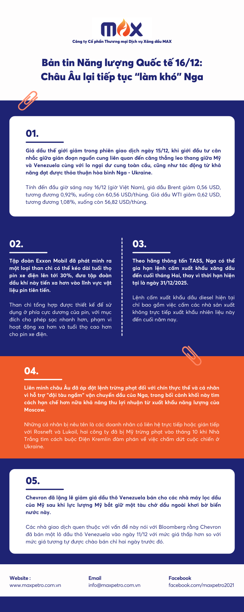 [Infographic] Bản tin Năng lượng Quốc tế 16/12: Châu Âu lại tiếp tục “làm khó” Nga