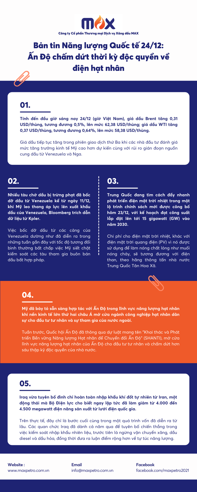 Bản tin Năng lượng Quốc tế 24/12: Ấn Độ chấm dứt thời kỳ độc quyền về điện hạt nhân