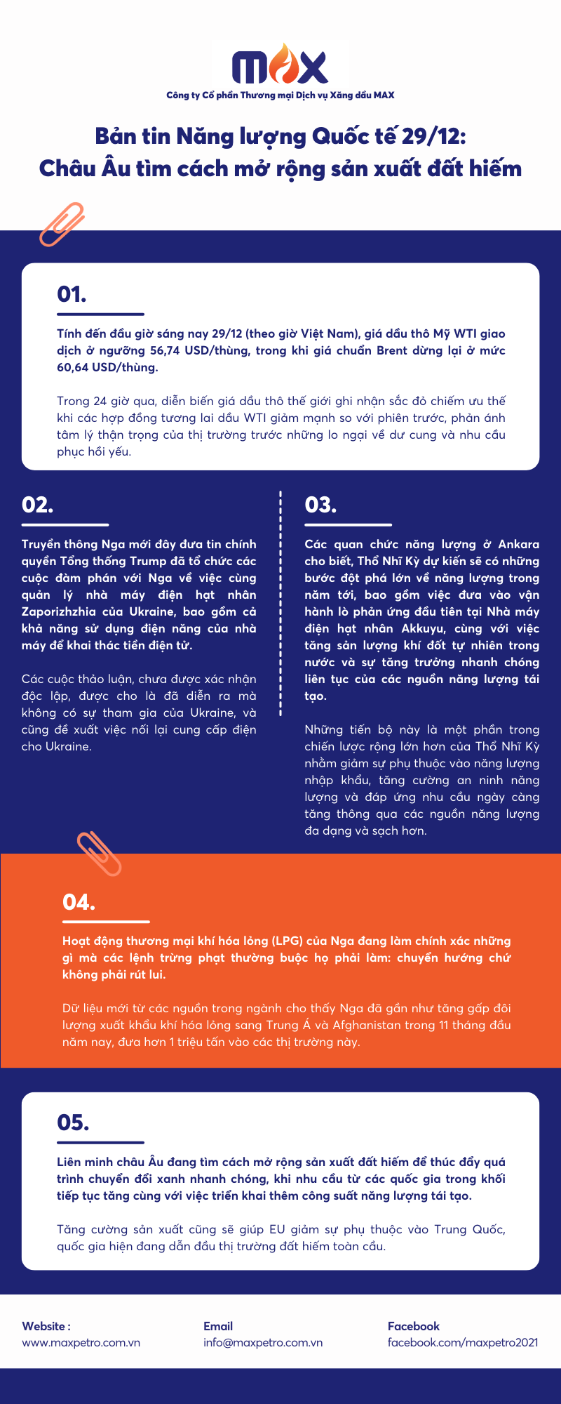 [Infographic] Bản tin Năng lượng Quốc tế 29/12: Châu Âu tìm cách mở rộng sản xuất đất hiếm