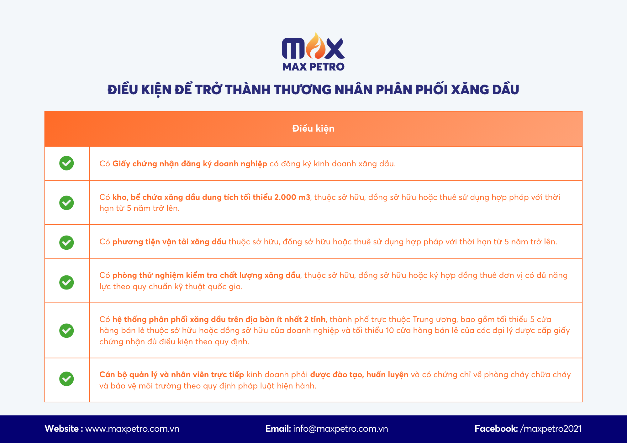 Điều kiện để trở thành thương nhân phân phối xăng dầu