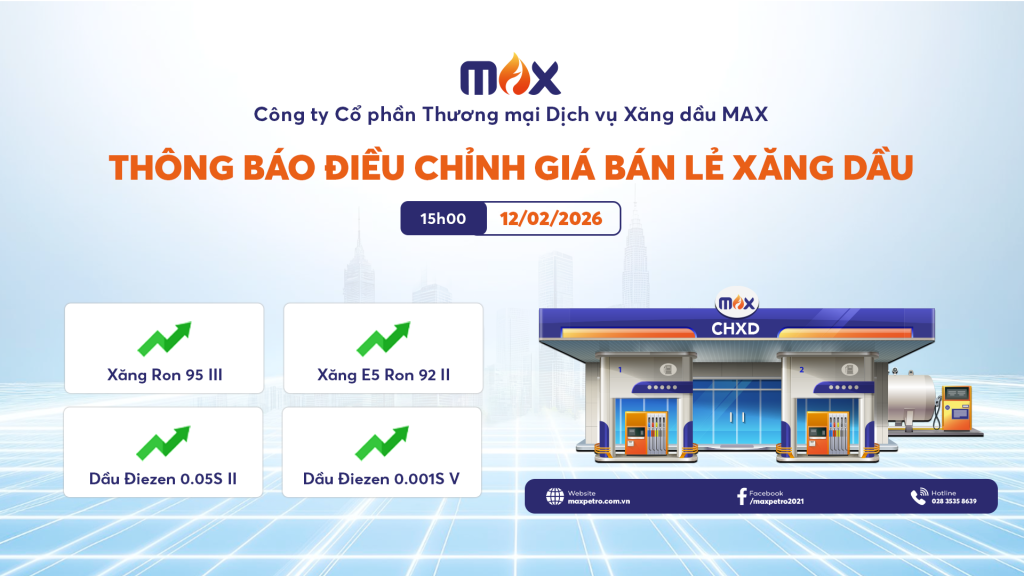 Giá Bán Lẻ Xăng Dầu 12/02/2026 | MAX PETRO
